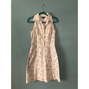 ABS by Allen Schwartcz pink floral sleeveless cotton dress with side zip size 8